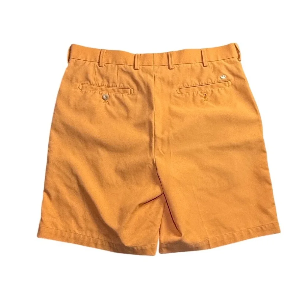 Peter Millar Wicking Walking Shorts Mens 34 Orange Flat Front Golf 9 Inseam-2325